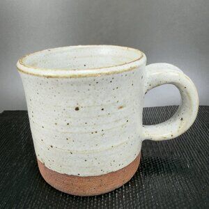 LA TERRIÈRE Hand Made Studio Pottery Coffee Mug Cup Redware Crackle Glaze Signed